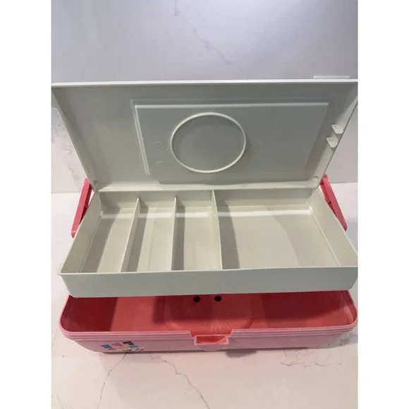 Vintage Caboodles Large Makeup Case 3 Tier Mirror Pink Model 2630 Made USA - Picture 4 of 8